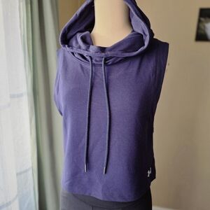 Women's Under Armour Navy Blue Sleeveless Funnel Neck Crop Hoodie XS